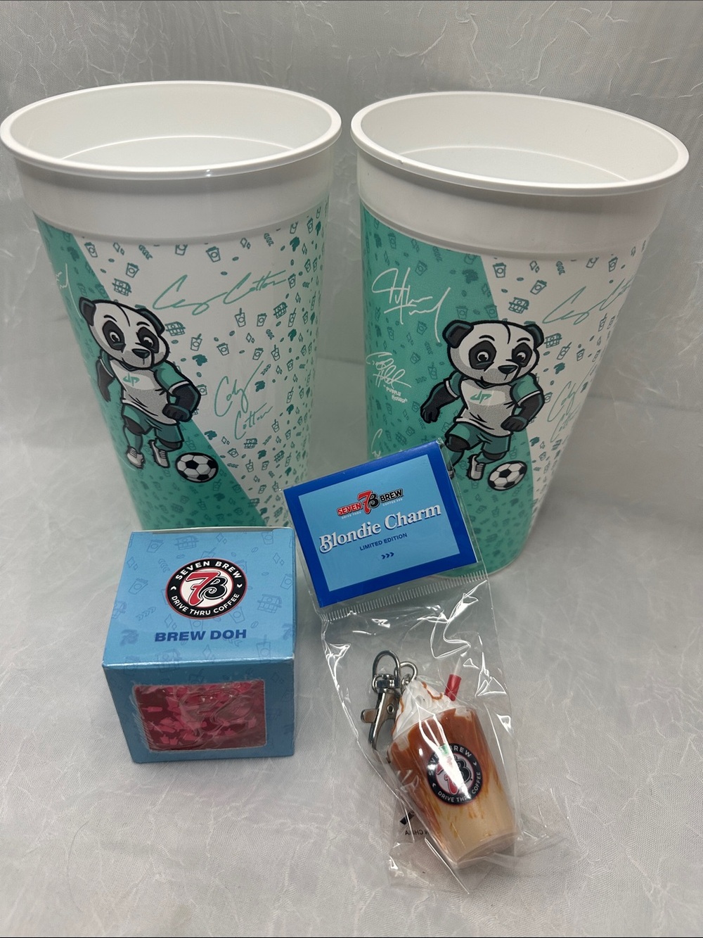 Brew Doh Pink, Blondie Charm and Teal Panda Party Cups - Set of 4 items